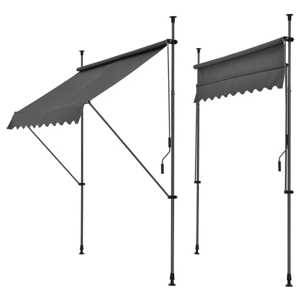 [pro.tec]® Terassmarkis-utan borrning-pulverlackerat stål-justerbar höjd:200-300cm-antrazitgrå-grå-250x120x200-300cm