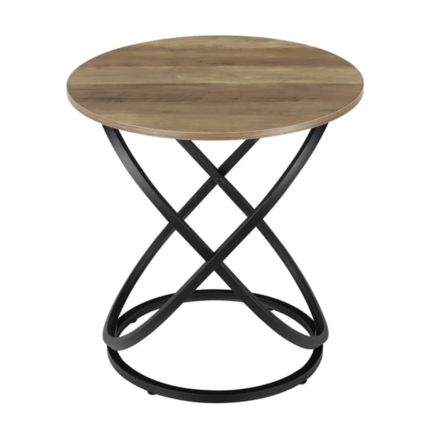 [en.casa] Sofabord Sidebord Lumsden - 61x59cm - metal/spånplade - rund - sort/træ optik