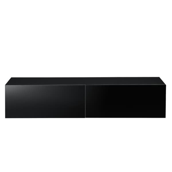 [en.casa] Väggskåp Evaton-tv-bord-sängbord-hallmöbel-med 2 lådor-140x33x30cm-melaminbelagd spånskiva-svart högglans-max. belastning: 25 kg