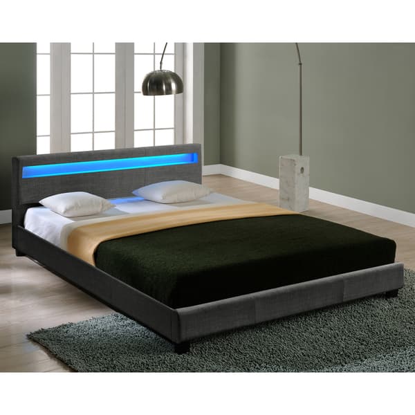 Corium® Kontinentalsäng Sarpsborg - textil - med LED-belysning - (180 x 200 cm) - mörkgrå