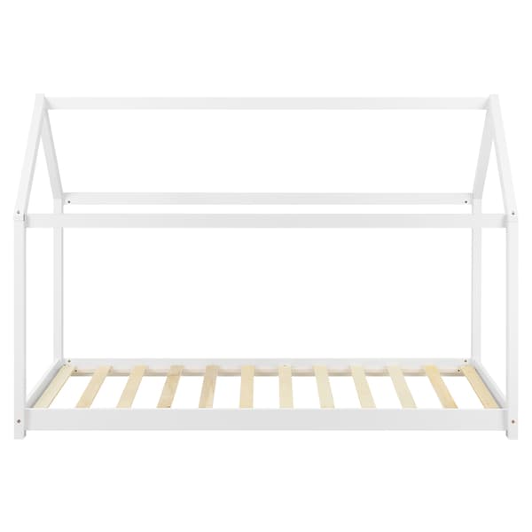 [en.casa]® Barn sängstomme Hemmet i "Hus" utförande inkl. ribbotten-160x80cm-furu-vit-max.belastning: 70 kg