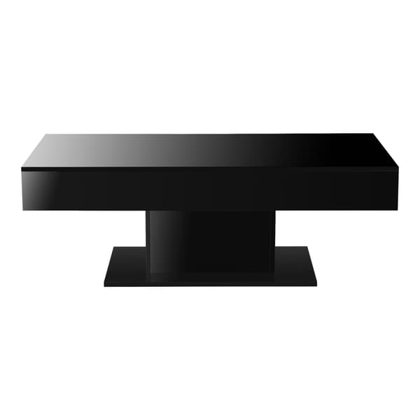 [en.casa]® Soffbord Lünen med inbyggd förvaring-40x110x60cm-högglans svart-melaminbelagd spånskiva