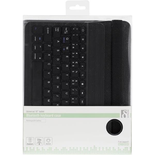 DELTACO Fodral og Bluetooth tastatur til 10" Tablets, sort