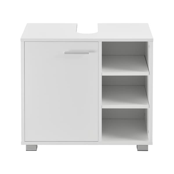 [en.casa]® Tvättställsunderskåp Narvik med dörr och 3 hyllplan-55,6x60x31cm-melaminbelagd spånskiva-vit