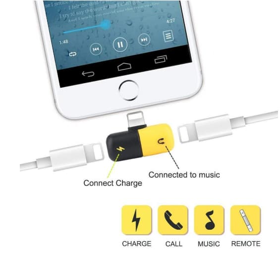 iPhone 7/8 / X Virtalähde 2-in-1 / Musiikin ja lataa samanaikaisesti (Valkoinen / Vihreä)