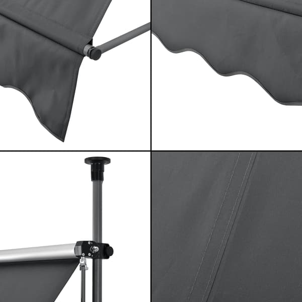[pro.tec]® Terassmarkis-utan borrning-pulverlackerat stål-justerbar höjd:200-300cm-antrazitgrå-grå-250x120x200-300cm
