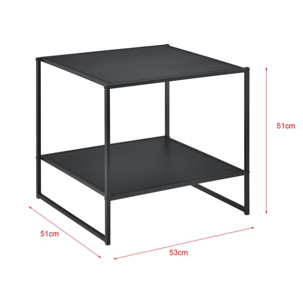 [en.casa]® Sängbord-Soffbord-51x53x51cm-svart matt-metall