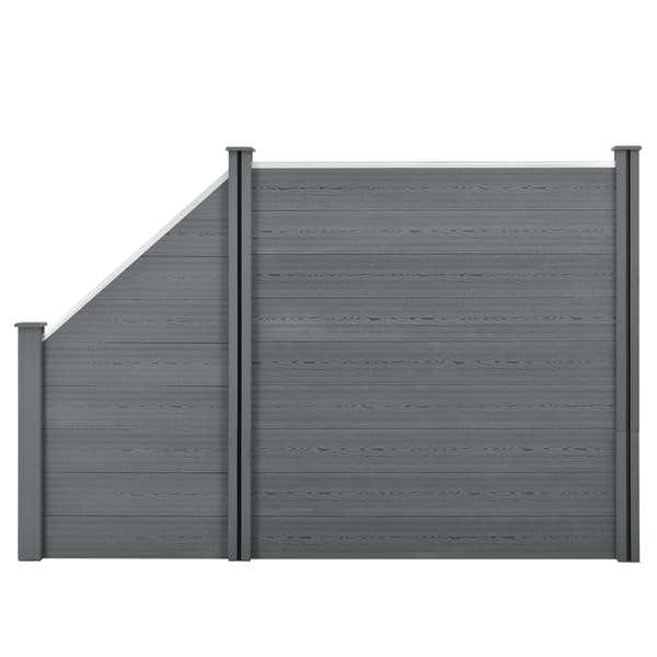 [neu.holz]® WPC Hegn sæt med stolpe: firkantet, skrå - 183x277cm - grå