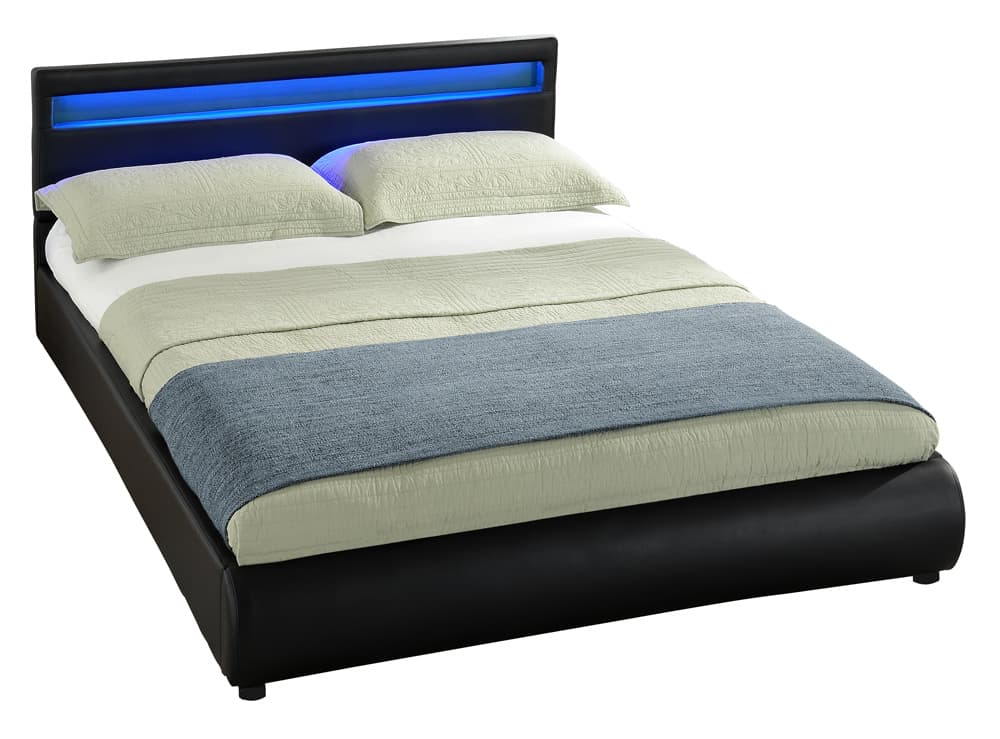 Corium® Moderni, tekonahalla verhoiltu parisänky - LED-tunnelmavalaisimella - 180x200 cm (musta)