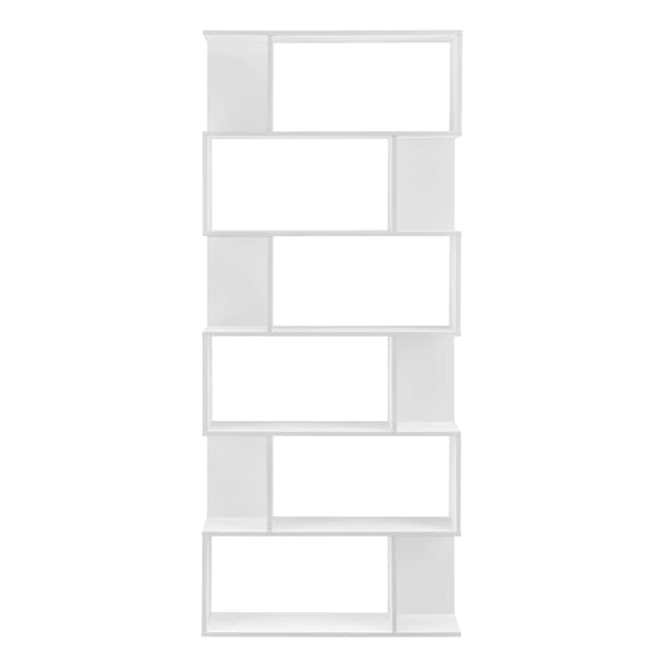 [en.casa]® Bokhylla Oxford-192x80x24cm-melaminbelagd spånskiva-vit-max. belastning per hylla: 8 kg