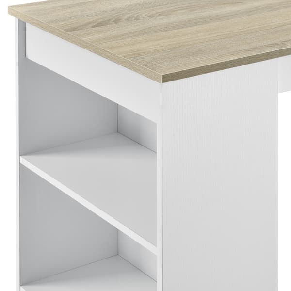[en.casa] Elegant barbord med kopholder 110x50x103cm - krydsfiner - hvid/eg udseende