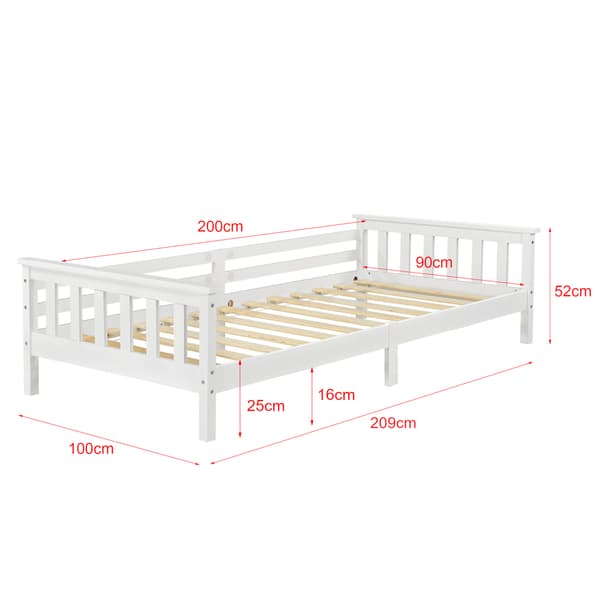 [en.casa]® Barn / Junior sängstomme Nuuk inkl. madrass och ribbotten-209x100x52cm-furu-vit-max.belastning: 100 kg