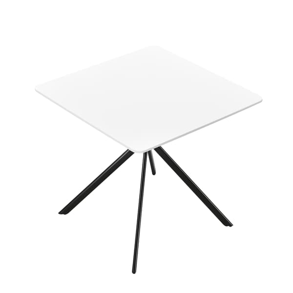 [en.casa]® Matbord-78x78x75cm-vitlackerad-ben i metall