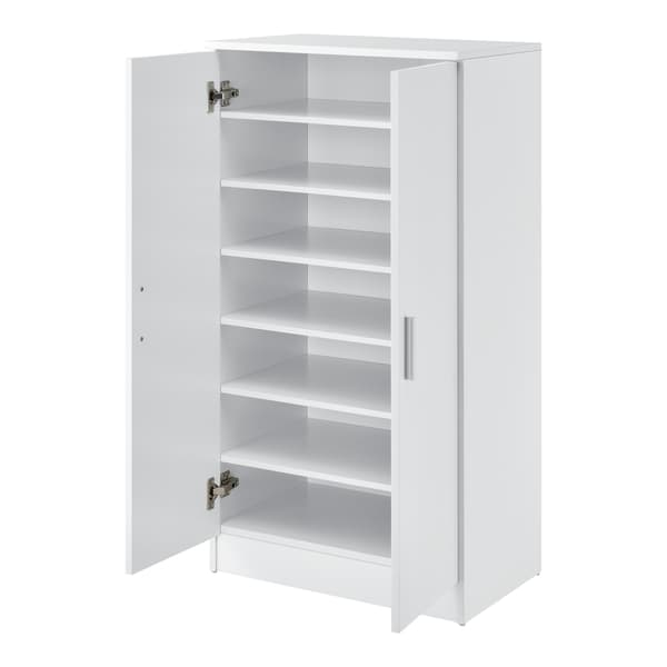 [en.casa] Skoskåp med dörrar-7 förvaringsytor, plats för 14 par skor-108x55x35cm-vit
