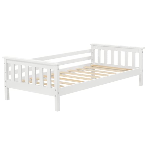 [en.casa]® Barn / Junior sängstomme Nuuk med ribbotten-148x80x52cm-furu-vit-max.belastning: 50 kg