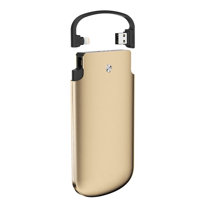 Zikko PowerBag, 6000 mAh iPhone & iPad powerbank, MFI Lightning cable, Guld