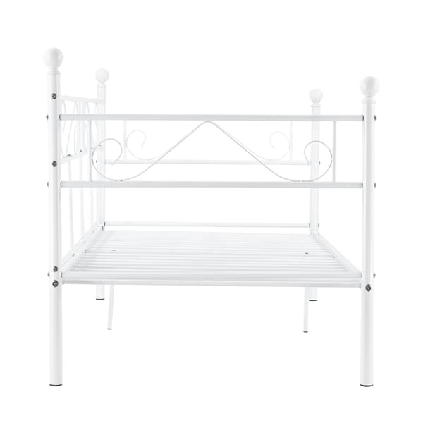 [en.casa]® Metalliristikkoinen vuodesohva 209cm x 96,5cm x 100cm valkoinen
