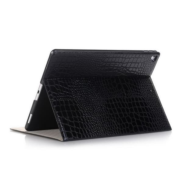 Plånboksfodral iPad Air / Air 2 - Krokodilmönster (Svart)