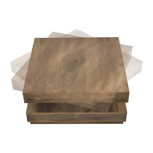 [en.casa] Sofabord - 76x76x38cm - spånplade - med hylde - drejende bordplade - træ-udseende