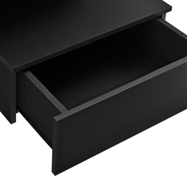 [en.casa]® Väggmonterad skåp-sängbord-40x35x31cm-svart-spånskiva
