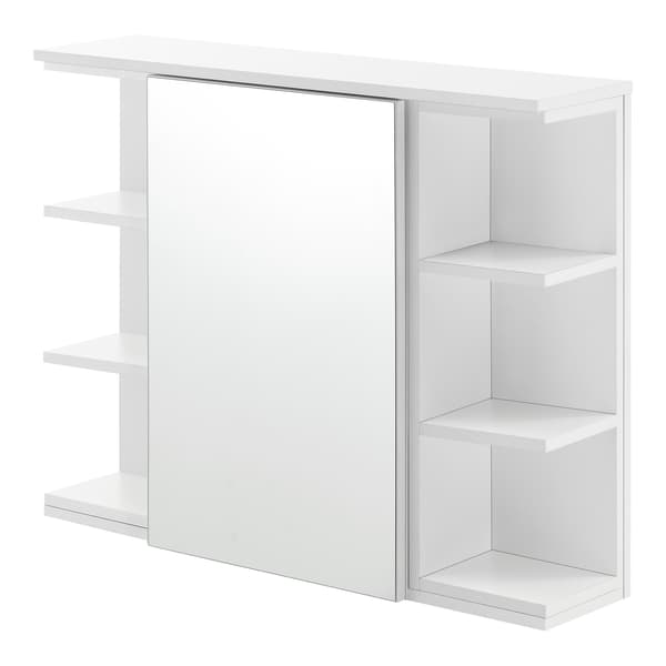 [en.casa]® Väggskåp Harstad för badrum med spegeldörr och 6 hyllplan-64x80x20cm-melaminbelagd spånskiva-vit