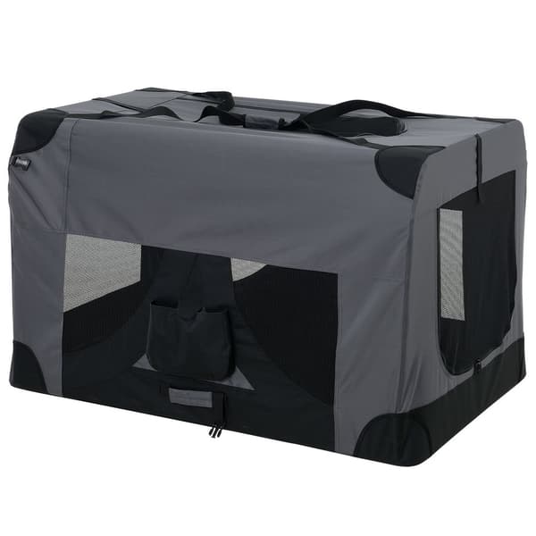 [pro.tec]® Hunde transporttaske/hundebur - L 70 x 52 cm - grå