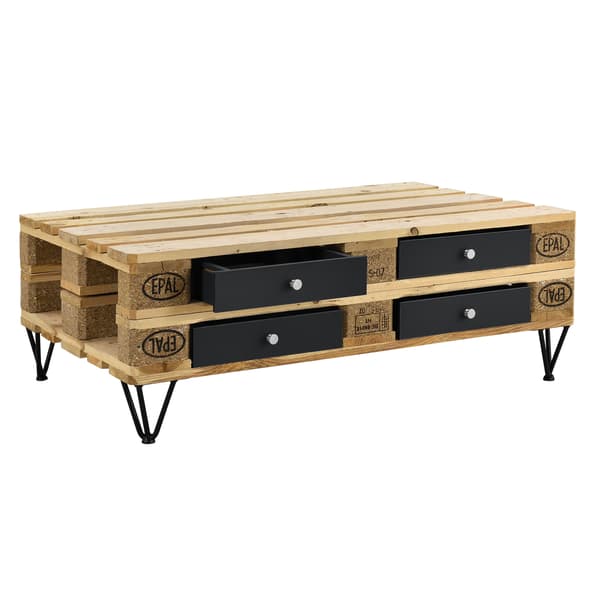 [en.casa]® Skuffe til europalle med skinner - standard - 9,5x37,5x44,5cm - sort
