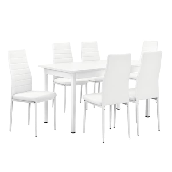 [en.casa]® Avesta Matbord och 6 stolar-140x60x75cm-vit