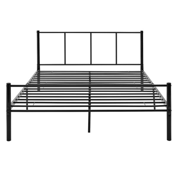 [en.casa]® Sengeramme af metal med lamelbund - 200x140cm - pulverlakeret stål - sort