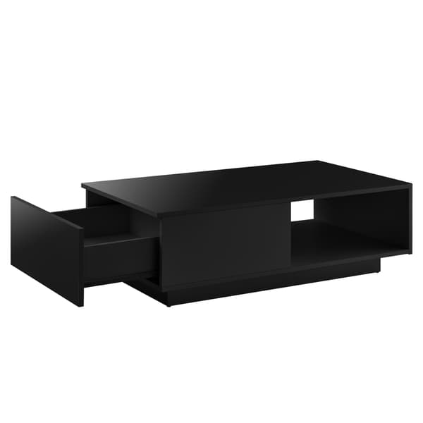 [en.casa] ® Sofabord Biskra-95x55x31cm-sort højglans-med skuffe-melaminovertrukket spånplade
