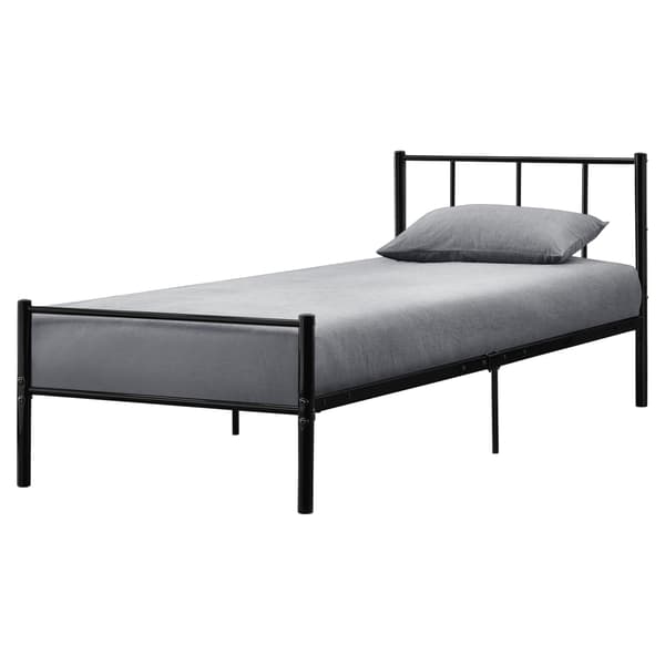 [en.casa]® Sängstomme i metall med ribotten-200x90cm-pulverlackerat stål-svart