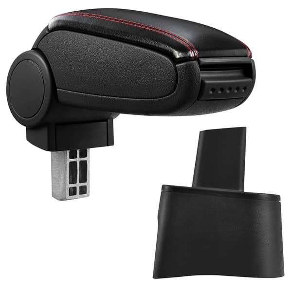 [pro.tec]® Armstöd till Seat Ibiza 6L med integrerat fack - konstläder - svart med röd söm