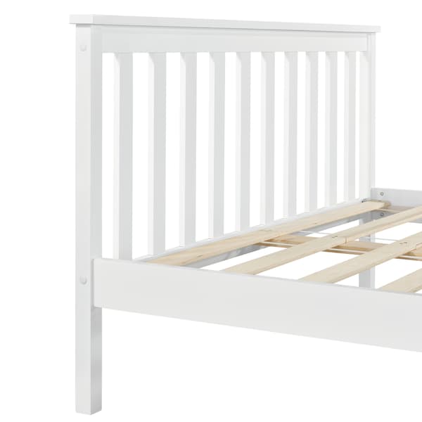 [en.casa] Sengeramme af fyrretræ med lamelbund - 200x140cm - fyrretræ - høj hovedgærde - max. belastning: 200 kg - hvid