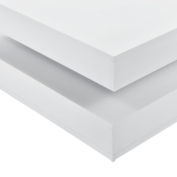 [en.casa] Sofabord - 76x76x38cm - spånplade - med hylde - drejende bordplade - Hvid