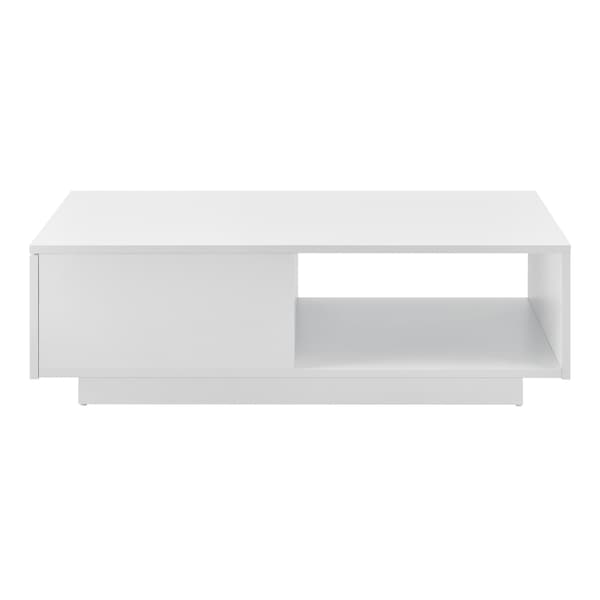 [en.casa]® Soffbord Biskra-95x55x31cm-vit högglans-med låda-melaminbelagd spånskiva