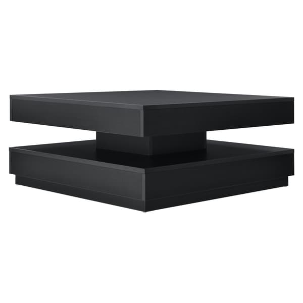 [en.casa]® Soffbord Brilon-roterande bordsskiva-76x76x38cm-svart-med hylla