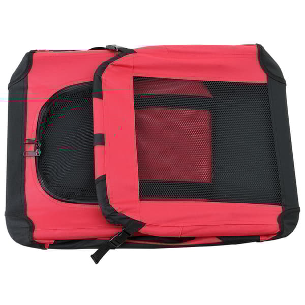[pro.tec]® Transportväska för hund-Hundtransportbox-ihopfällbar-M-60x42x42cm-Röd