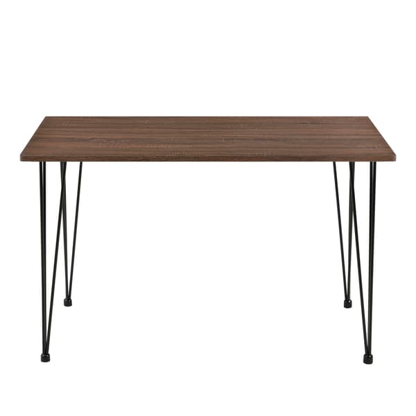 [en.casa]® Elegant spisebord med hårnål ben - 120x70x75cm - pulverlakeret stål - MDF - sort - valnød udseende - plads for 4 personer