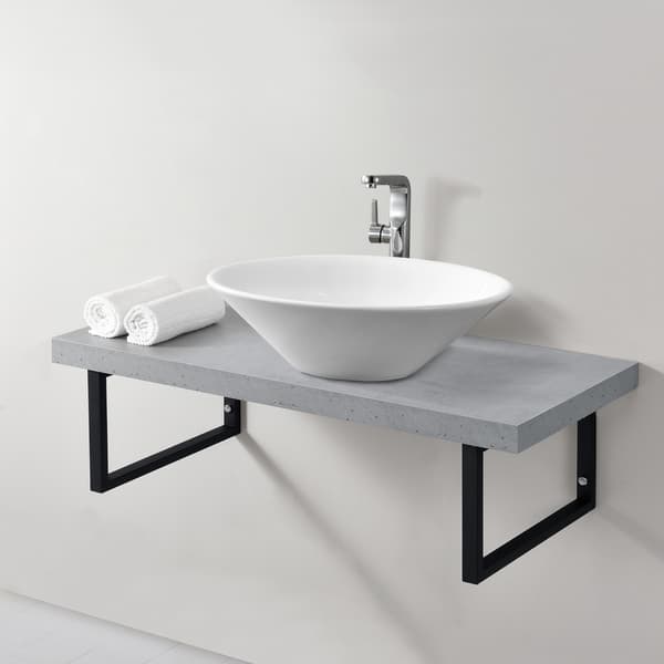 [neu.haus] Bänkskiva till badrum-kan väggmonteras-100x45x30cm-metall-melaminbelagd spånskiva-matt svart-betongkänsla