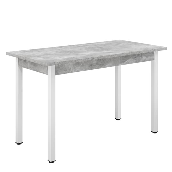 [en.casa]® Matbord Den Haag-120x60x75cm-pulverlackerat stål-melaminbelagd MDF-betongkänsla-vit-plats för 4