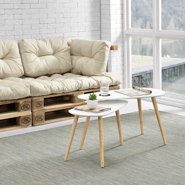 [en.casa]® Soffbord / Sidobord Langesund set 2-45,5x80x40cm-40,5x68x36cm-furu-MDF, matt, lackerad-vit