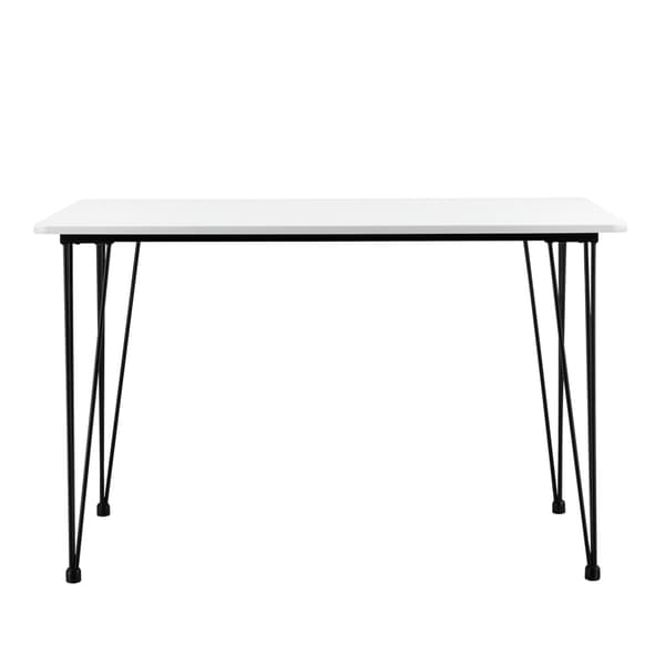[en.casa]® Matbord med spännben-120x70x75cm-stål-MDF-vit / svart-plats för 4