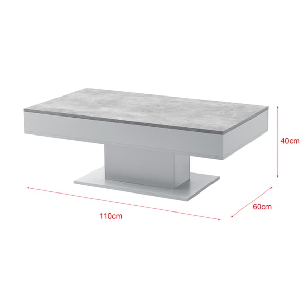 [en.casa]® Soffbord Lünen med inbyggd förvaring-40x110x60cm-betongskänsla / grå-melaminbelagd spånskiva