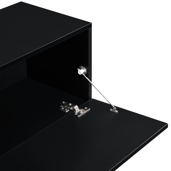 [en.casa] Väggskåp Evaton-tv-bord-sängbord-hallmöbel-med 2 lådor-140x33x30cm-melaminbelagd spånskiva-svart högglans-max. belastning: 25 kg
