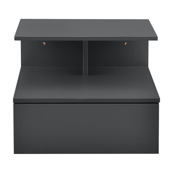 [en.casa]® Väggmonterad skåp-sängbord-40x35x31cm-mörkgrå-spånskiva