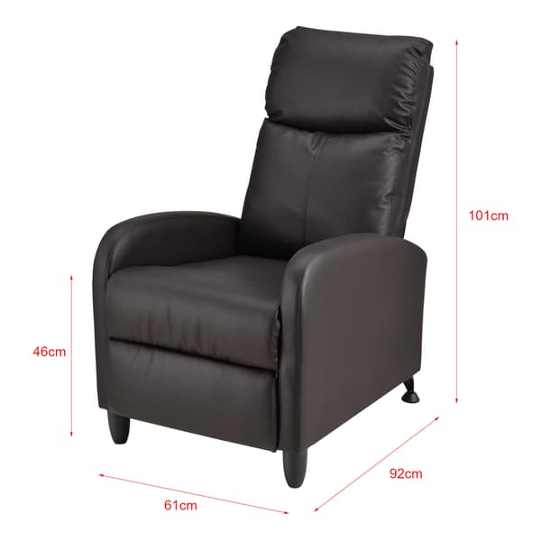 [en.casa] ® Relax lænestol Cleo-polstret-102x60x92cm-siddehøjde: 46 cm-PU kunstlæder-metal-brun-sort-justerbar ryg