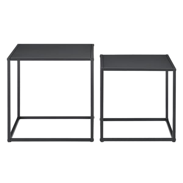 [en.casa]® Soffbord / Sidobord Ulrika-metall-40x40x40cm-35x35x35cm-reptålig-svart-matt
