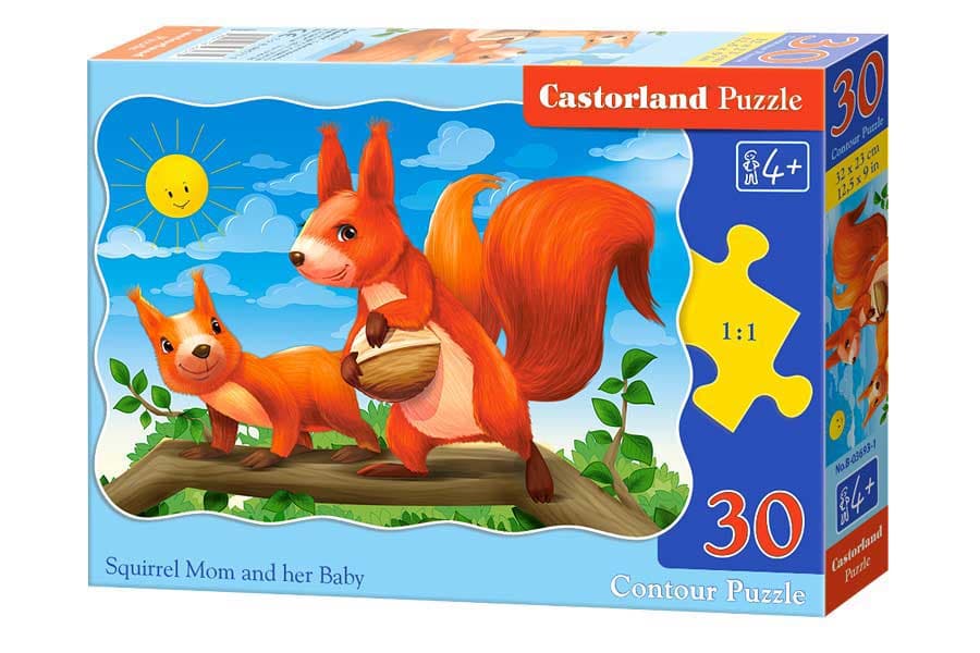 Castorland Pussel - Mamma Ekorre & hennes barn, 30 Bitar
