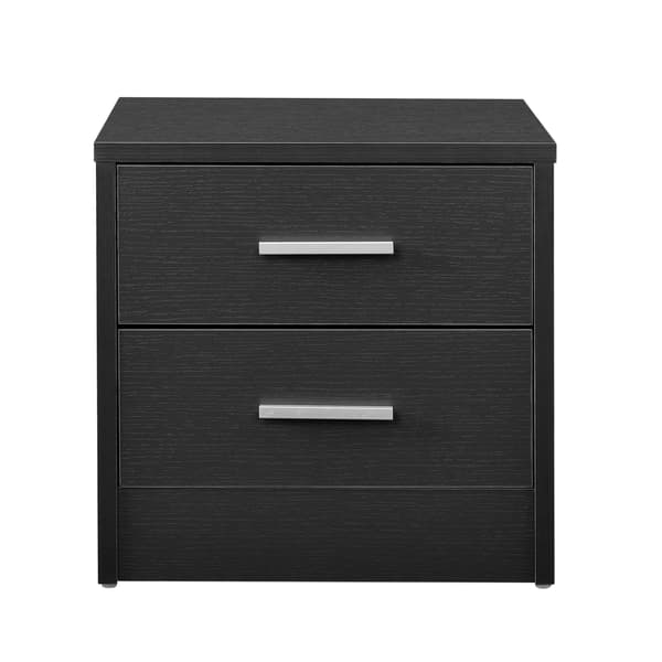 [en.casa]® Sengebord med 2 skuffer-egrå-38x34x37cm
