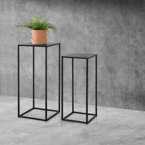 [en.casa]® Soffbord / Sidobord Ulf-set 2-metall-70x30x30cm-60x25x25cm-reptålig-svart